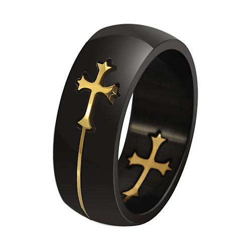 

Band Ring Silver / Black Gold / Black Stainless Steel Gold Plated Cross Love Personalized / Men's / Men's