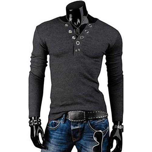 

Men's Plus Size Solid Colored Slim T-shirt Daily Sports Weekend Round Neck Dark Gray / Royal Blue / Light gray / Long Sleeve