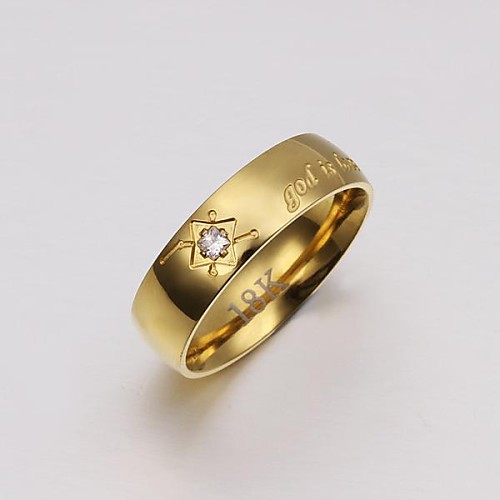 

Men's Band Ring Crystal Golden Crystal Stainless Steel Titanium Steel Luxury Wedding Party Jewelry / Gold Plated