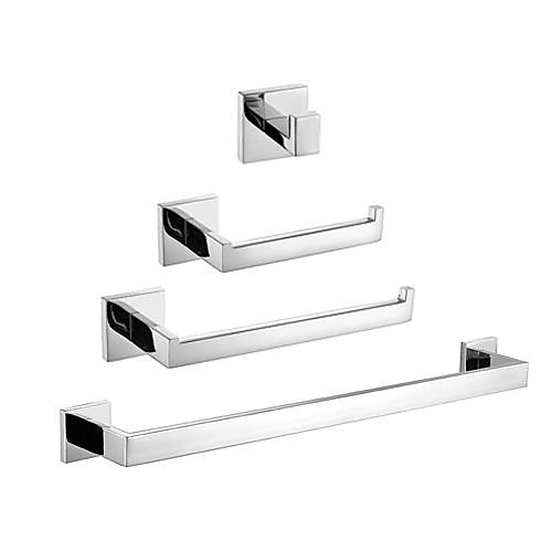 

Bathroom Accessory Set Contemporary Stainless Steel 4pcs - Hotel bath Toilet Paper Holders / Robe Hook / tower bar