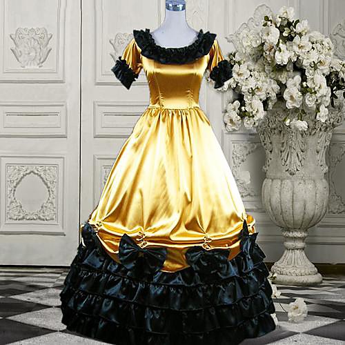 

Maria Antonietta Classic Lolita Vacation Dress Dress Prom Dress Silk Japanese Cosplay Costumes Short Sleeve Long Length