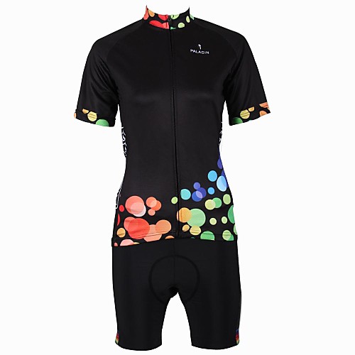 

ILPALADINO Women's Short Sleeve Cycling Jersey with Shorts Plus Size Bike Shorts Jersey Clothing Suit Breathable Quick Dry Back Pocket Sports Bubble Mountain Bike MTB Road Bike Cycling Clothing