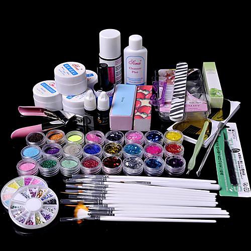 

61 pcs Acrylic Nail Kits Professional DIY Causal Daily UV Gel Nail Art Kit Nail Cleaning Tools for Finger Nail Gel Brush Acrylic Remover