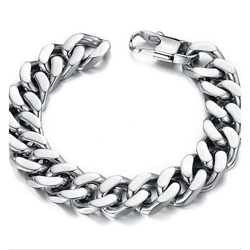 

Men's Chain Bracelet Unique Design Simple Style Fashion Stainless Steel Bracelet Jewelry Silver For Christmas Gifts Daily