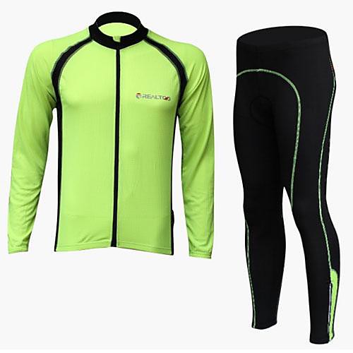 

Realtoo Men's Long Sleeve Cycling Jersey with Tights Orange Green Blue Bike Clothing Suit Breathable Quick Dry Sports Polyester Spandex Mountain Bike MTB Road Bike Cycling Clothing Apparel