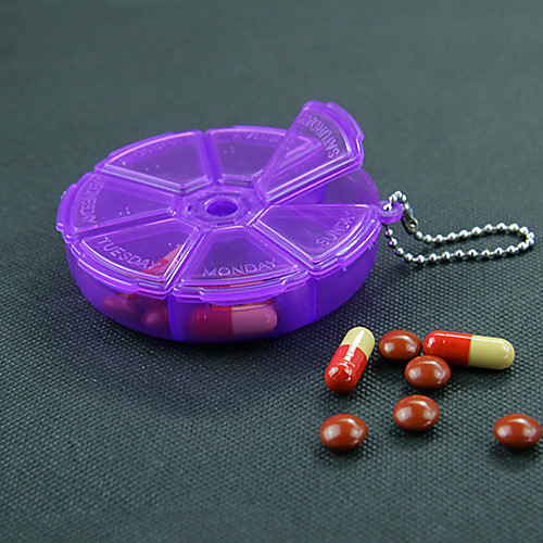 

Portable Round Rotatable Small Opening Kit Medicine Box 1PC Random Colour