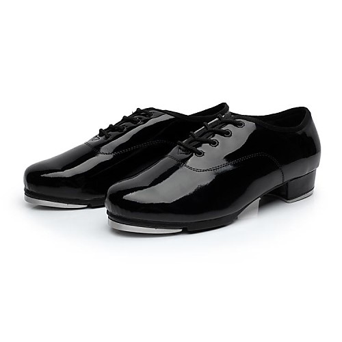 

Men's Tap Shoes Faux Leather Lace-up Split Sole Lace-up Low Heel / Cuban Heel Non Customizable Dance Shoes Black / EU38