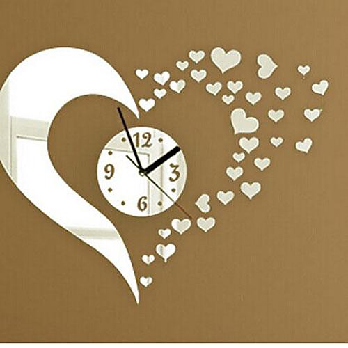 

Wall Clock Stickers Wall Decals, Fashion 3D Heart Mirror Acrylic Wall Stickers 40cm60cm