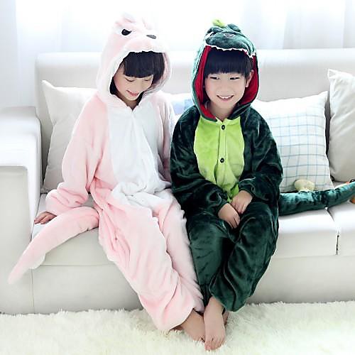 

Kid's Kigurumi Pajamas Dinosaur Animal Onesie Pajamas Flannel Toison Green / Pink Cosplay For Boys and Girls Animal Sleepwear Cartoon Festival / Holiday Costumes