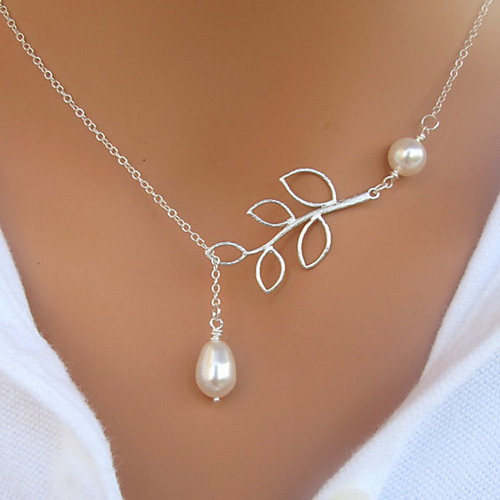 

Women's Pearl Pendant Necklace Pearl Necklace Hollow Out Origami Cheap Ladies European Pearl Imitation Pearl Alloy Silver Necklace Jewelry 1pc For Wedding Party Daily Casual Masquerade Engagement
