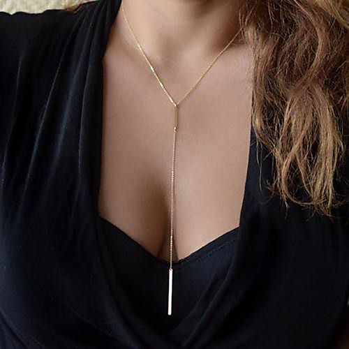 

Women's Pendant Necklace Y Necklace Lariat Bar Ladies European Simple Style Double-layer Alloy Golden Silver Necklace Jewelry For Party Daily Casual Sports / Long Necklace