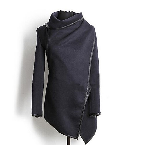 

Women's Daily Basic Fall / Winter Coat, Solid Colored Dark Blue / Gray