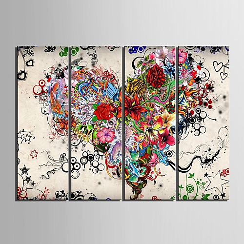 

Print Rolled Canvas Prints - Abstract Floral / Botanical Classic Modern Four Panels Art Prints