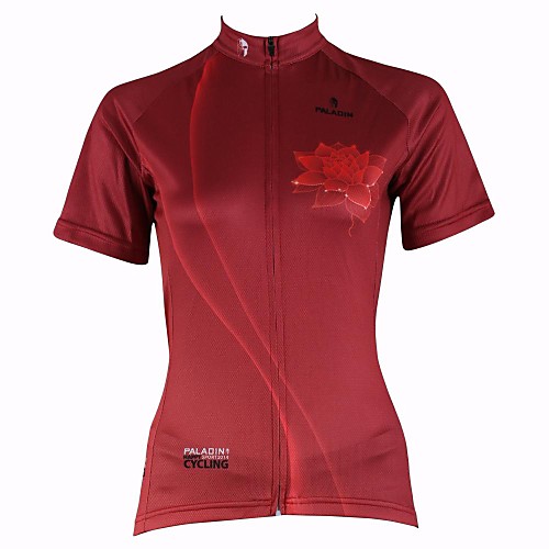 

ILPALADINO Women's Short Sleeve Cycling Jersey Red Floral Botanical Plus Size Bike Jersey Top Mountain Bike MTB Road Bike Cycling Breathable Quick Dry Ultraviolet Resistant Sports Clothing Apparel