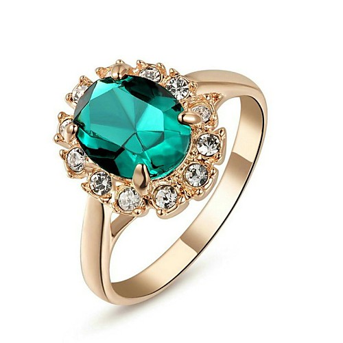 

Statement Ring Sapphire Solitaire Red Blue Green Crystal Gold Plated Imitation Diamond Cocktail Ring Ladies Classic 6 7 8 9 / Women's / Synthetic Emerald