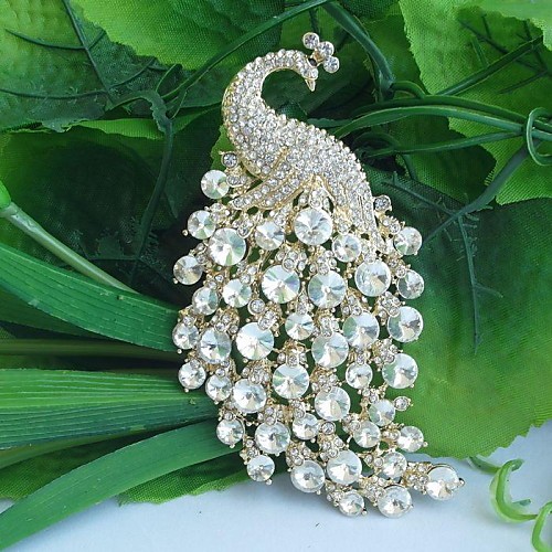 

Crystal Brooches Peacock Vintage Party Casual Fashion Rhinestone Brooch Jewelry White For Wedding Party Special Occasion Anniversary Birthday Engagement