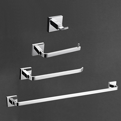 

Bathroom Accessory Set Contemporary Brass 4pcs - Hotel bath Toilet Paper Holders / Robe Hook / tower bar