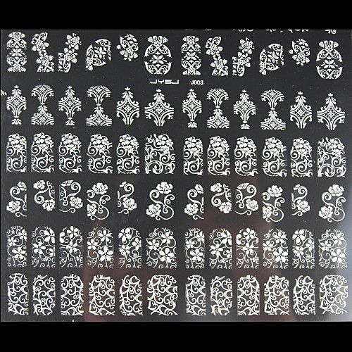 

108pcs mixed flower pattern white nail art stickers