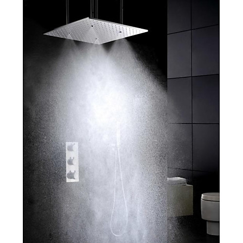 

Shower Faucet Set - Handshower Included Thermostatic Rain Shower Contemporary Chrome Brass Valve Bath Shower Mixer Taps