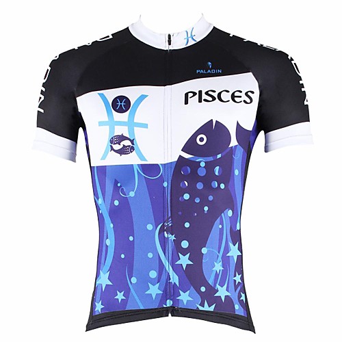 

ILPALADINO Men's Short Sleeve Cycling Jersey Blue Bike Jersey Top Road Bike Cycling Breathable Quick Dry Ultraviolet Resistant Sports Clothing Apparel
