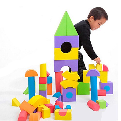 

48PCS Colorful Wooden Foam Building Blocks Educational Toys