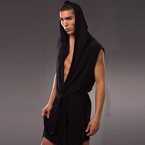 

Men's Sexy Robes Nightwear Solid Colored Black Gray Brown S M L