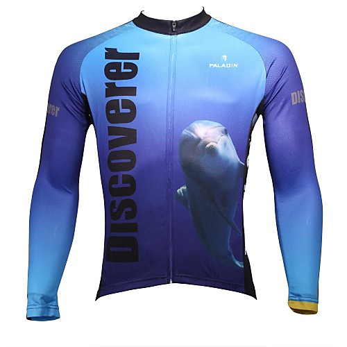 

ILPALADINO Men's Long Sleeve Cycling Jersey Winter Fleece WhiteSky Blue Animal Bike Jersey Top Mountain Bike MTB Road Bike Cycling Breathable Quick Dry Ultraviolet Resistant Sports Clothing Apparel