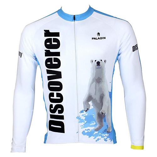 

ILPALADINO Men's Long Sleeve Cycling Jersey Winter Fleece WhiteSky Blue Stripes Bike Jersey Top Mountain Bike MTB Road Bike Cycling Breathable Quick Dry Ultraviolet Resistant Sports Clothing Apparel