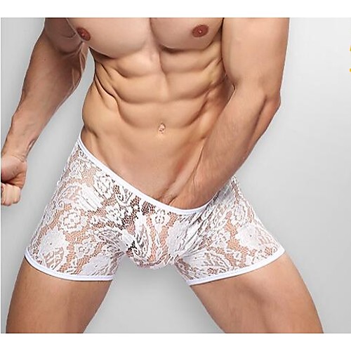 

Men's Pure Color Sexy Boxers Underwear - Normal, Solid Colored 1 Piece Black White M L XL