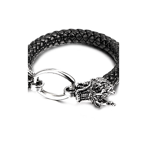 

Leather Bracelet woven Dragon Unique Design Punk Fashion Leather Bracelet Jewelry Black For Christmas Gifts Party Daily Casual