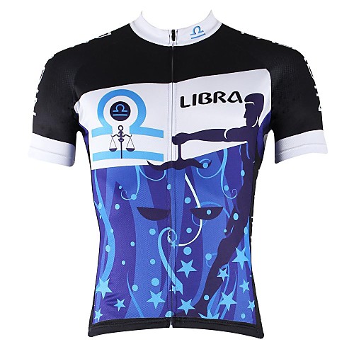 

ILPALADINO Men's Short Sleeve Cycling Jersey Blue Bike Jersey Top Road Bike Cycling Breathable Quick Dry Ultraviolet Resistant Sports Clothing Apparel