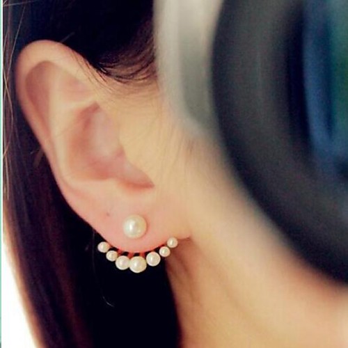 

Women's Pearl Stud Earrings Jacket Earrings Magic Back Earring Cheap Ladies Simple Style Fashion Imitation Pearl Gold Plated Earrings Jewelry Gold / White For Wedding Party Daily Casual