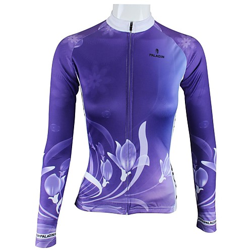 

ILPALADINO Women's Long Sleeve Cycling Jersey Winter Purple Floral Botanical Bike Jersey Top Mountain Bike MTB Road Bike Cycling Breathable Quick Dry Sports Clothing Apparel / High Elasticity