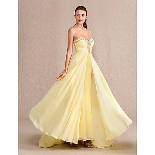 

Sheath / Column Prom Formal Evening Military Ball Dress Sweetheart Neckline Floor Length Chiffon with Ruched Beading 2021