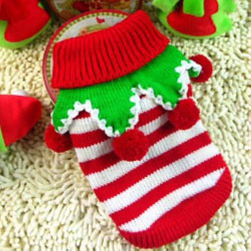 

Dog Sweater Cosplay Christmas Winter Dog Clothes Puppy Clothes Dog Outfits White / Red Green / Red White / Green Costume for Girl and Boy Dog Mixed Material XXS XS S M L