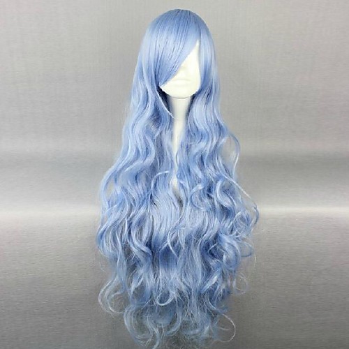 

Cosplay Costume Wig Synthetic Wig Cosplay Wig Wavy Wavy Wig Blue Synthetic Hair 34 inch Women's Blue