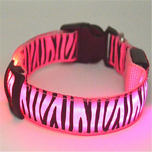 

Cat Dog Collar Light Up Collar LED Lights Zebra Nylon Yellow Red