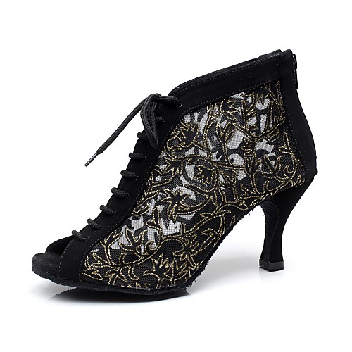 

Women's Modern Shoes Ballroom Shoes Boots Lace-up Stiletto Heel Black Lace-up
