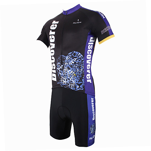 

ILPALADINO Men's Short Sleeve Cycling Jersey with Shorts Leopard Bike Shorts Jersey Clothing Suit Breathable Quick Dry Ultraviolet Resistant Sports Polyester Lycra Leopard Mountain Bike MTB Road Bike