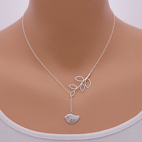 

Women's Pendant Necklace Lariat Bird Leaf Animal Ladies Cute Alloy Silver Necklace Jewelry 1pc For Party Daily Casual Office & Career