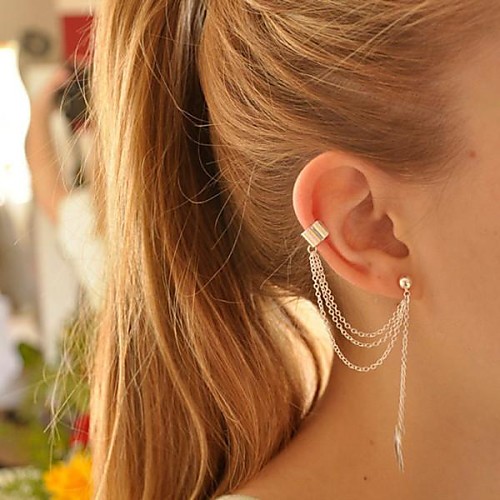 

Women's Clip on Earring Ear Cuff Earrings Leaf Ladies Personalized Elegant European Fashion Silver Plated Earrings Jewelry Golden / Silver For Party Birthday Daily Casual Office & Career