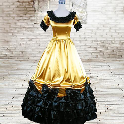 

Gothic Lolita Vacation Dress Dress Prom Dress Silk Japanese Cosplay Costumes Short Sleeve Long Length