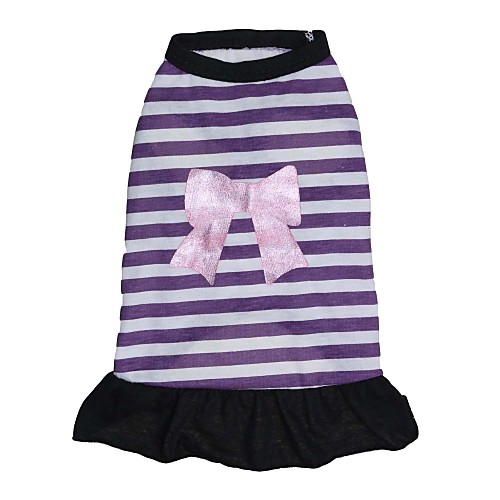 

Cat Dog Dress Dog Clothes Breathable Purple Costume Cotton Stripes Casual / Daily Fashion XS S M L