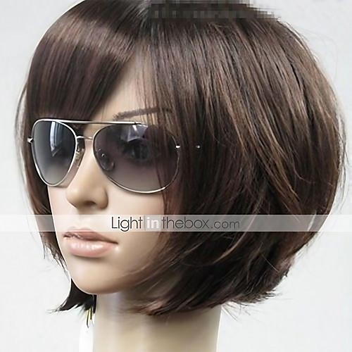 

Synthetic Wig Straight Straight Bob With Bangs Wig Short Brown Synthetic Hair Women's Brown