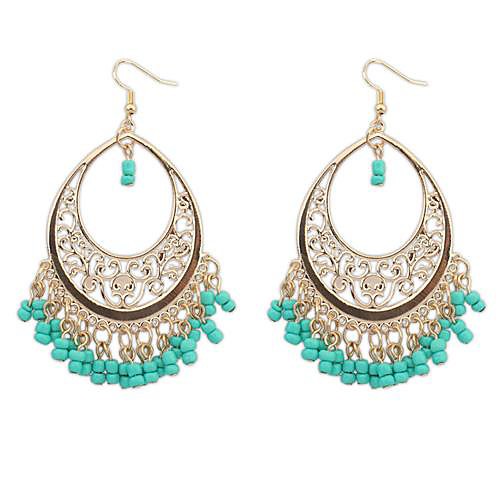 

Women's Drop Earrings fan earrings Hollow Out Chandelier Beads Ladies Tassel Bohemian European African western style Resin Turquoise Earrings Jewelry White / Black / Red For Holiday