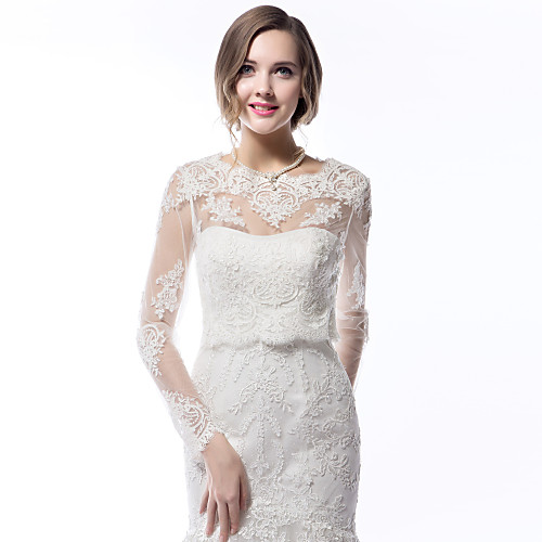 

Long Sleeve Coats / Jackets Lace Wedding Wedding Wraps With Appliques