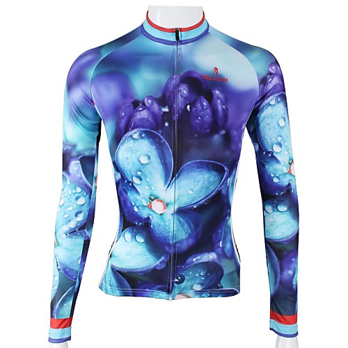 

ILPALADINO Women's Long Sleeve Cycling Jersey Winter Polyester Purple Floral Botanical Plus Size Bike Jersey Top Mountain Bike MTB Road Bike Cycling Breathable Quick Dry Sports Clothing Apparel