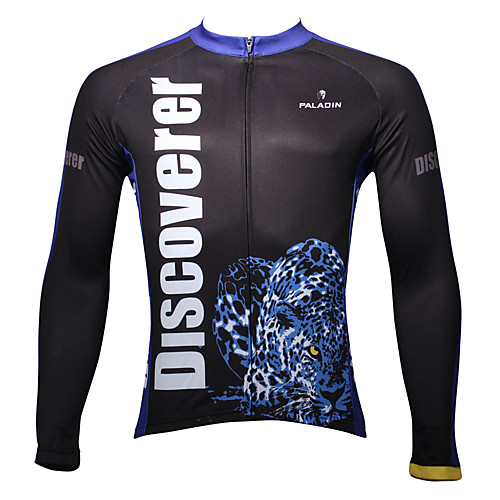 

ILPALADINO Men's Long Sleeve Cycling Jersey Winter Black Leopard Bike Jersey Top Mountain Bike MTB Road Bike Cycling Thermal / Warm Breathable Quick Dry Sports Clothing Apparel