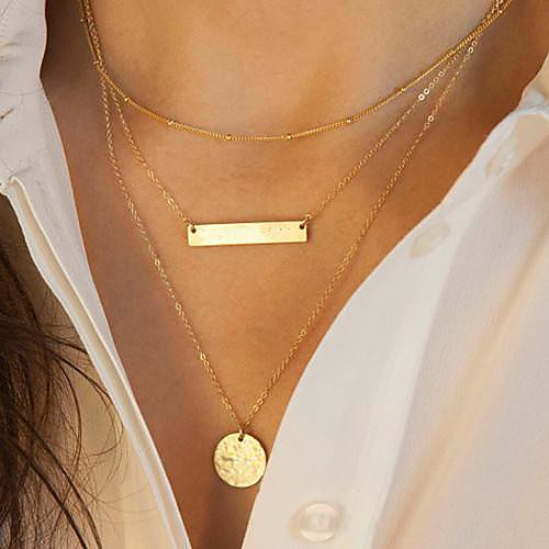 

Women's Chain Necklace Layered Necklace Layered Bar Cheap Ladies European Fashion Multi Layer Alloy Gold Necklace Jewelry For Daily Casual Sports Office & Career