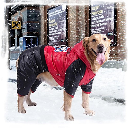

Dog Coat Winter Dog Clothes Orange Yellow Red Costume Large Dog Terylene Cotton Waterproof M L XL XXL 36